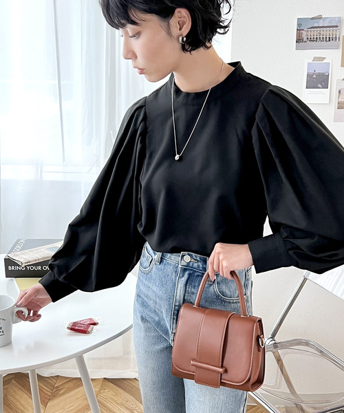 classicalelf（クラシカルエルフ）の「レトロな1枚♪バックリボンボリュームショルダーブラウス（シャツ/ブラウス・レディース・ライトグレー/ブラック/オフホワイト/ブルー系その他/スモークピンク/ラベンダー/ブラック×ホワイト・MEDIUM/LARGE/X-LARGE/SMALL）」の21枚目の写真