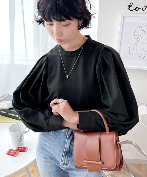 classicalelf（クラシカルエルフ）の「レトロな1枚♪バックリボンボリュームショルダーブラウス（シャツ/ブラウス・レディース・ライトグレー/ブラック/オフホワイト/ブルー系その他/スモークピンク/ラベンダー/ブラック×ホワイト・MEDIUM/LARGE/X-LARGE/SMALL）」の20枚目の写真