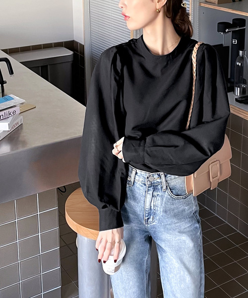 classicalelf（クラシカルエルフ）の「レトロな1枚♪バックリボンボリュームショルダーブラウス（シャツ/ブラウス・レディース・ライトグレー/ブラック/オフホワイト/ブルー系その他/スモークピンク/ラベンダー/ブラック×ホワイト・MEDIUM/LARGE/X-LARGE/SMALL）」の22枚目の写真