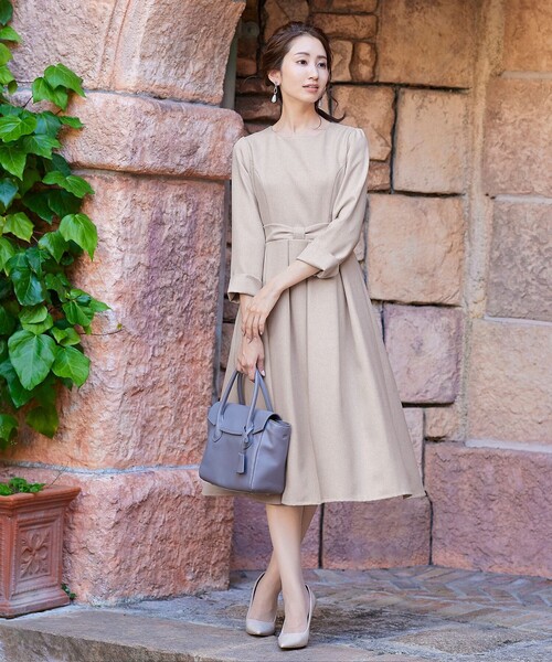 【美品】レース使いウエストリボンモチーフワンピース 美品】レース使いウエストリボンモチーフワンピース