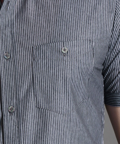 MONSIEUR NICOLE（ムッシュニコル）の「ボタンダウン ストライプ半袖シャツ（シャツ/ブラウス・メンズ・グレー/ブラック/トップグレー・X-LARGE/LARGE/MEDIUM）」の12枚目の写真