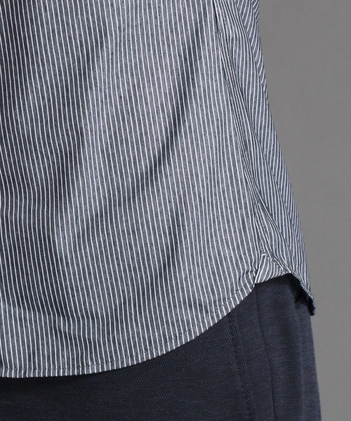 MONSIEUR NICOLE（ムッシュニコル）の「ボタンダウン ストライプ半袖シャツ（シャツ/ブラウス・メンズ・グレー/ブラック/トップグレー・X-LARGE/LARGE/MEDIUM）」の4枚目の写真