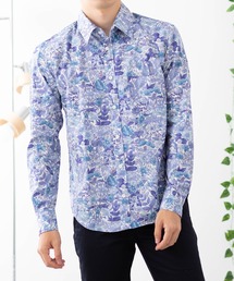 英国老舗ブランド プレミアムコットン花柄シャツ 日本縫製 Peter England