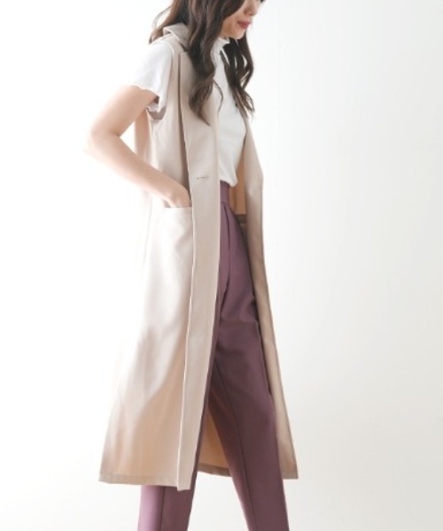 Futier land（フューティアランド）の「ツイルロングテーラードベスト（ベスト・レディース・ブラック/ベージュ/マスタード・FREE）」の2枚目の写真