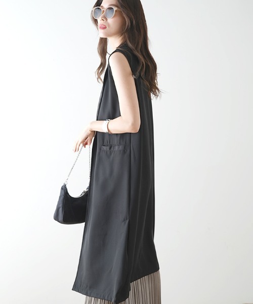 Futier land（フューティアランド）の「ツイルロングテーラードベスト（ベスト・レディース・ブラック/ベージュ/マスタード・FREE）」の5枚目の写真