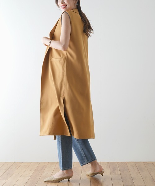 Futier land（フューティアランド）の「ツイルロングテーラードベスト（ベスト・レディース・ブラック/ベージュ/マスタード・FREE）」の11枚目の写真