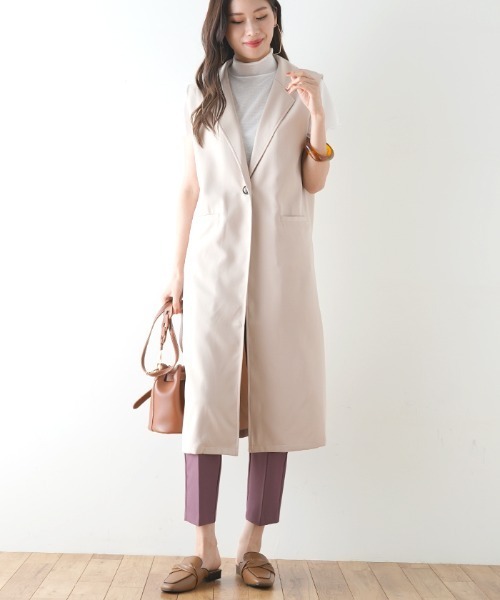 Futier land（フューティアランド）の「ツイルロングテーラードベスト（ベスト・レディース・ブラック/ベージュ/マスタード・FREE）」の8枚目の写真