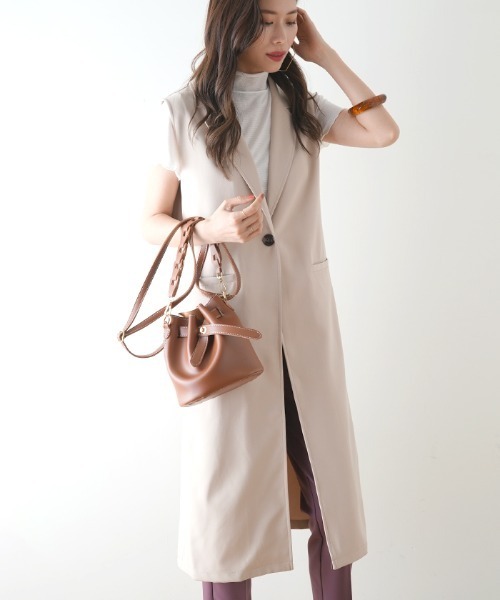 Futier land（フューティアランド）の「ツイルロングテーラードベスト（ベスト・レディース・ブラック/ベージュ/マスタード・FREE）」の7枚目の写真