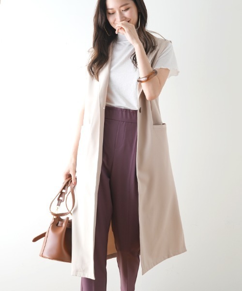 Futier land（フューティアランド）の「ツイルロングテーラードベスト（ベスト・レディース・ブラック/ベージュ/マスタード・FREE）」の20枚目の写真