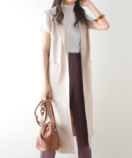 Futier land（フューティアランド）の「ツイルロングテーラードベスト（ベスト・レディース・ブラック/ベージュ/マスタード・FREE）」の14枚目の写真