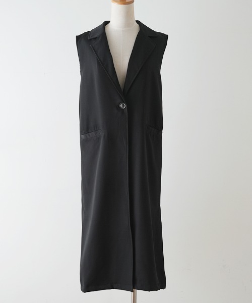 Futier land（フューティアランド）の「ツイルロングテーラードベスト（ベスト・レディース・ブラック/ベージュ/マスタード・FREE）」の9枚目の写真