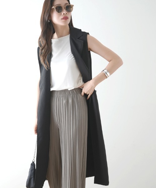 Futier land（フューティアランド）の「ツイルロングテーラードベスト（ベスト・レディース・ブラック/ベージュ/マスタード・FREE）」の10枚目の写真