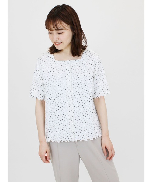 ehka sopo（エヘカソポ）の「小花柄カーディガン（カーディガン/ボレロ・レディース・レッド/チャコール/ブルー・ﾌﾘ-）」の2枚目の写真