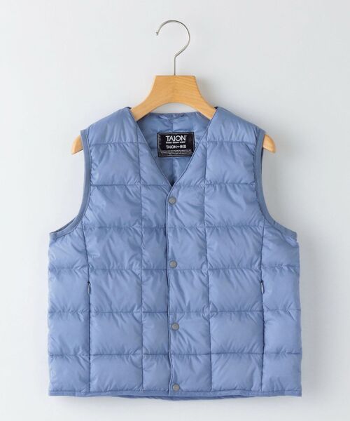 TAION(タイオン)の「【WEB限定】TAION:キッズ ダウン ベスト(100~140cm)(ダウンベスト・キッズ・ベージュ/オレンジ/ライトブルー/ネイビー/ラベンダー/ブラック/オリーブ・110/120/130/140/100)」の4枚目の写真