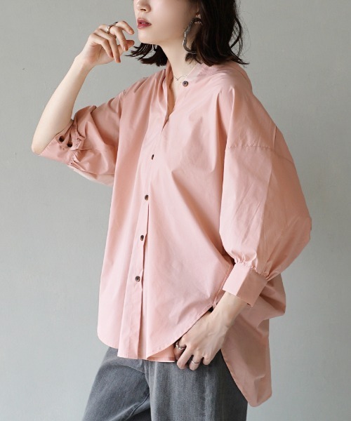 zootie（ズーティー）の「プレーンシャツ [バックシャーリング チュニック]（シャツ/ブラウス・レディース・ホワイト/ブラック/ダークオリーブ/ピンク系その他/ライトピンク/アイボリー/ネイビー・フリー）」の7枚目の写真