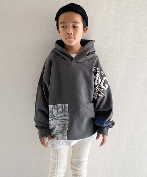 CIAOPANIC TYPY（チャオパニックティピー）の「【KIDS】リメイク風スウェットフーディー（パーカー・キッズ・チャコールグレー/グレー・SMALL/MEDIUM/LARGE/X-LARGE/XX-LARGE）」の12枚目の写真