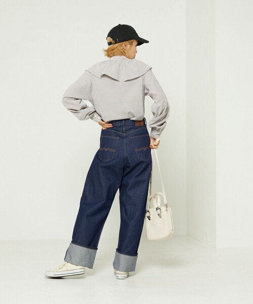 FREAK'S STORE（フリークスストア）の「カラーストライプフリル3wayブラウス（シャツ/ブラウス・レディース・サックスブルー/ピンク/ブラック/グレー・ﾌﾘ-）」の7枚目の写真