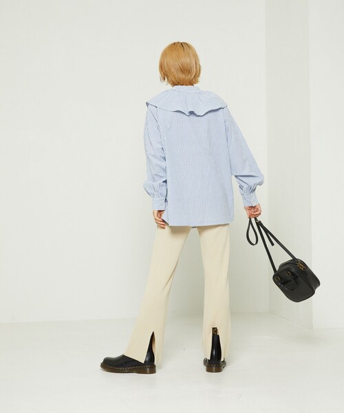 FREAK'S STORE（フリークスストア）の「カラーストライプフリル3wayブラウス（シャツ/ブラウス・レディース・サックスブルー/ピンク/ブラック/グレー・ﾌﾘ-）」の21枚目の写真