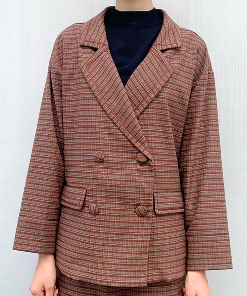 TITTY&CO.(ティティーアンドコー)の「★チェックオーバージャケット(テーラードジャケット・レディース・ブラウン/グリーン/グレー・FREE)」の14枚目の写真
