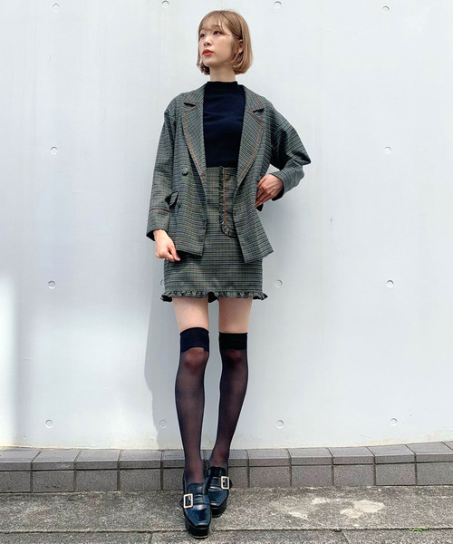 TITTY&CO.(ティティーアンドコー)の「★チェックオーバージャケット(テーラードジャケット・レディース・ブラウン/グリーン/グレー・FREE)」の5枚目の写真