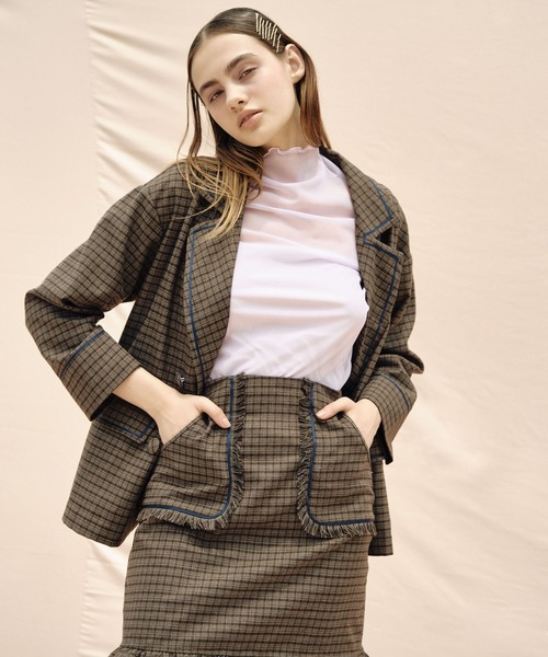 TITTY&CO.(ティティーアンドコー)の「★チェックオーバージャケット(テーラードジャケット・レディース・ブラウン/グリーン/グレー・FREE)」の16枚目の写真
