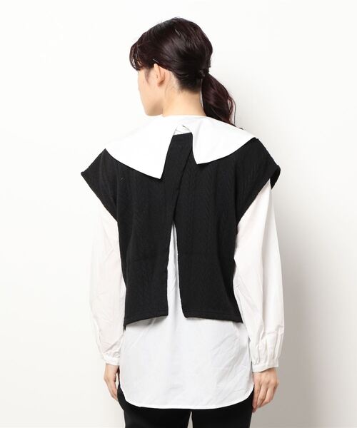 HONEYSUCKLE ROSE（ハニーサックルローズ）の「【HONEYSUCKLE ROSE】3点セットスリットベスト(ベスト・ブラウス・付け衿)（アンサンブル・レディース・ブラック/グレー・L/M）」の5枚目の写真