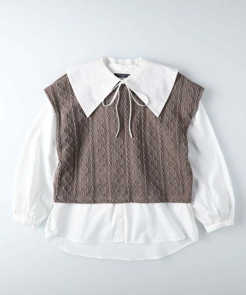 HONEYSUCKLE ROSE（ハニーサックルローズ）の「【HONEYSUCKLE ROSE】3点セットスリットベスト(ベスト・ブラウス・付け衿)（アンサンブル・レディース・ブラック/グレー・L/M）」の16枚目の写真