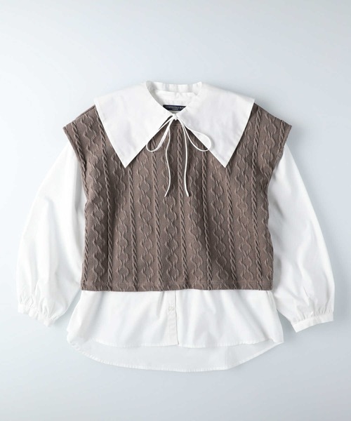 HONEYSUCKLE ROSE（ハニーサックルローズ）の「【HONEYSUCKLE ROSE】3点セットスリットベスト(ベスト・ブラウス・付け衿)（アンサンブル・レディース・ブラック/グレー・L/M）」の17枚目の写真