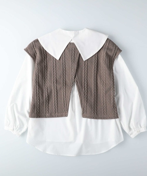 HONEYSUCKLE ROSE（ハニーサックルローズ）の「【HONEYSUCKLE ROSE】3点セットスリットベスト(ベスト・ブラウス・付け衿)（アンサンブル・レディース・ブラック/グレー・L/M）」の21枚目の写真