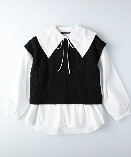 HONEYSUCKLE ROSE（ハニーサックルローズ）の「【HONEYSUCKLE ROSE】3点セットスリットベスト(ベスト・ブラウス・付け衿)（アンサンブル・レディース・ブラック/グレー・L/M）」の7枚目の写真