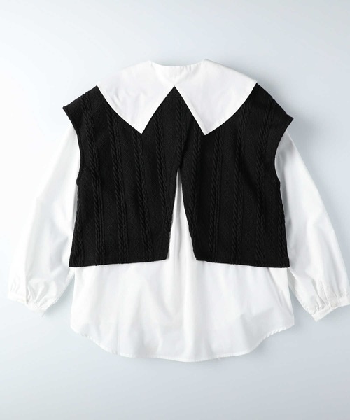 HONEYSUCKLE ROSE（ハニーサックルローズ）の「【HONEYSUCKLE ROSE】3点セットスリットベスト(ベスト・ブラウス・付け衿)（アンサンブル・レディース・ブラック/グレー・L/M）」の8枚目の写真