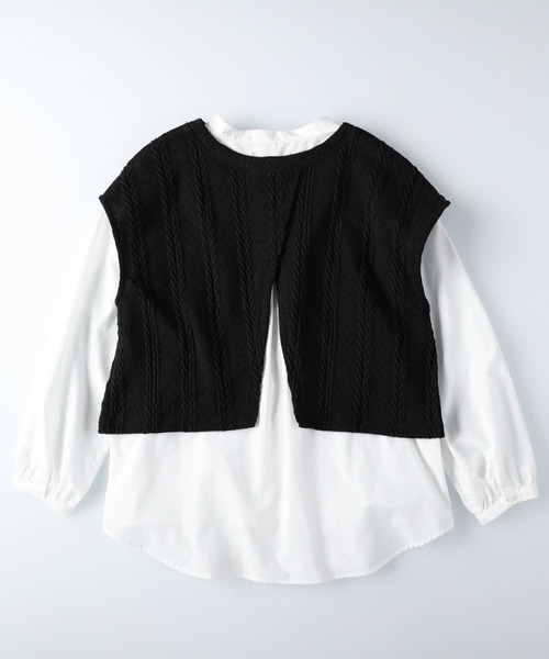 HONEYSUCKLE ROSE（ハニーサックルローズ）の「【HONEYSUCKLE ROSE】3点セットスリットベスト(ベスト・ブラウス・付け衿)（アンサンブル・レディース・ブラック/グレー・L/M）」の10枚目の写真