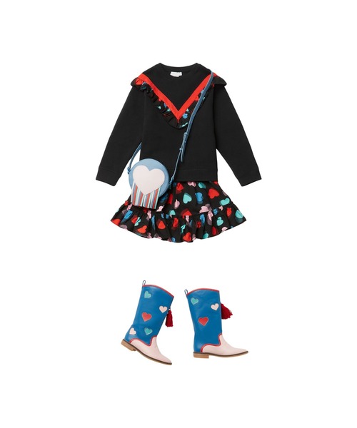 STELLA McCARTNEY(ステラマッカートニー)の「ハート テンセル ツイル スカート(スカート・キッズ・ブラック系その他・8Y/6Y/2Y/4Y)」の4枚目の写真