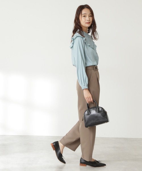 N.（N. Natural Beauty Basic）（エヌエヌナチュラルビューティーベーシック）の「【S Size Line】◆ボタンベルトストレートパンツ（その他パンツ・レディース・ブラウン/ブルー/ピンク・SMALL/MEDIUM）」の4枚目の写真