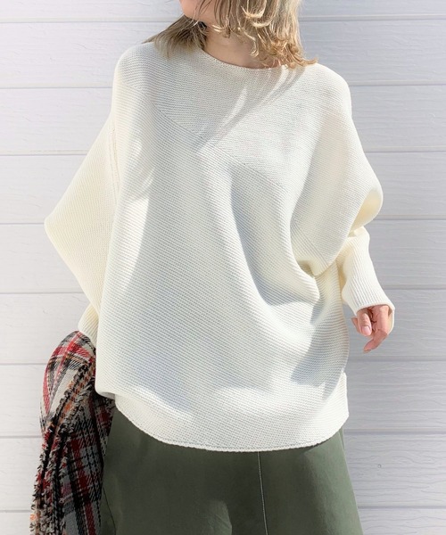 Q（キュー）の「ホールガーメント アシメガーターニット（ニット/セーター・レディース・アイボリー/ラベンダー/ライトグリーン・MEDIUM）」の2枚目の写真