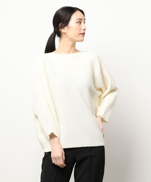 Q（キュー）の「ホールガーメント アシメガーターニット（ニット/セーター・レディース・アイボリー/ラベンダー/ライトグリーン・MEDIUM）」の4枚目の写真