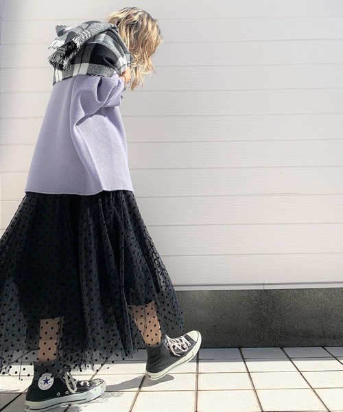 Q（キュー）の「ホールガーメント アシメガーターニット（ニット/セーター・レディース・アイボリー/ラベンダー/ライトグリーン・MEDIUM）」の7枚目の写真