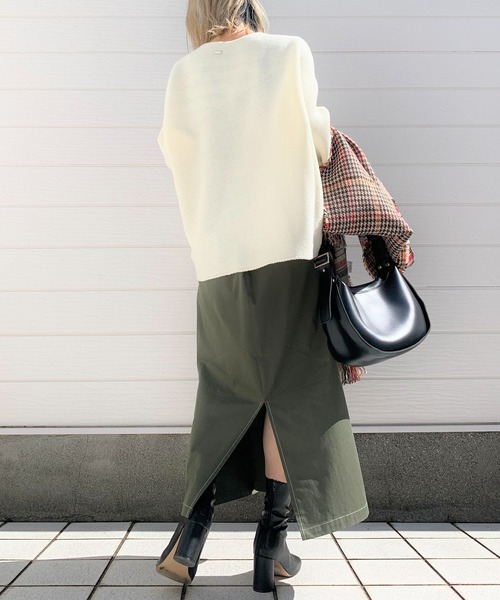 Q（キュー）の「ホールガーメント アシメガーターニット（ニット/セーター・レディース・アイボリー/ラベンダー/ライトグリーン・MEDIUM）」の9枚目の写真