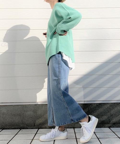 Q（キュー）の「ホールガーメント アシメガーターニット（ニット/セーター・レディース・アイボリー/ラベンダー/ライトグリーン・MEDIUM）」の13枚目の写真