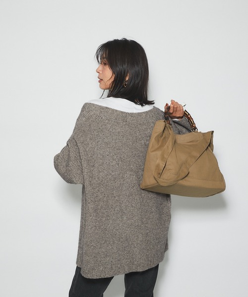 RIVE DROITE（リヴドロワ）の「さりげなく体型カバーも叶えてくれる　片畦ワイドミドルトッパーカーディガン（カーディガン/ボレロ・レディース・オフホワイト/ベージュ・FREE）」の5枚目の写真