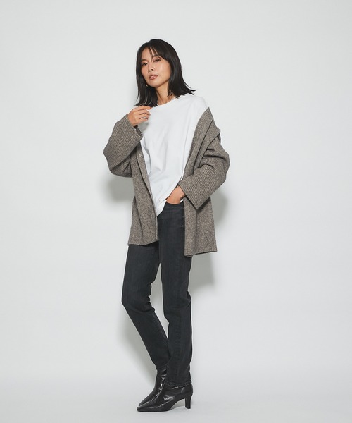 RIVE DROITE（リヴドロワ）の「さりげなく体型カバーも叶えてくれる　片畦ワイドミドルトッパーカーディガン（カーディガン/ボレロ・レディース・オフホワイト/ベージュ・FREE）」の9枚目の写真