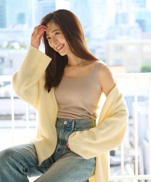 RIVE DROITE（リヴドロワ）の「さりげなく体型カバーも叶えてくれる　片畦ワイドミドルトッパーカーディガン（カーディガン/ボレロ・レディース・オフホワイト/ベージュ・FREE）」の18枚目の写真