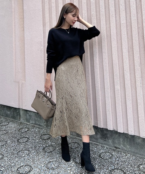 hazama 無知へと達するレーススカート ターコイズ green label relaxing（グリーンレーベルリラクシング）の「タック