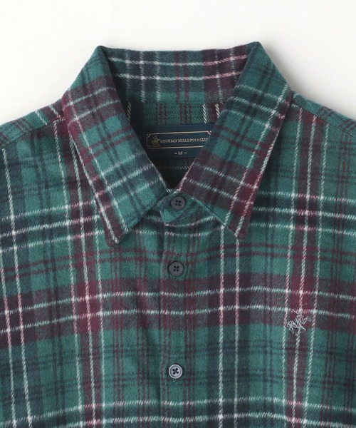 BEVERLY HILLS POLO CLUB(ビバリーヒルズポロクラブ)の「【BEVERLY HILLS POLO CLUB】コラボチェックシャツ(シャツ/ブラウス・レディース・チャコールグレー/パープル/ネイビー/ライトグリーン/モスグリーン・MEDIUM)」の6枚目の写真