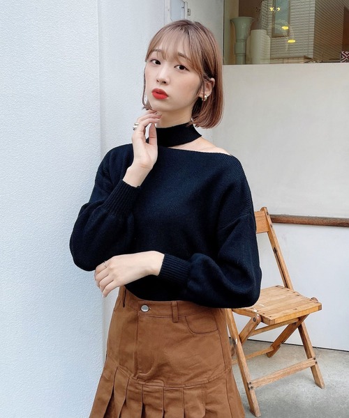 Voyage titty&Co.PETIT（ボヤージュティティアンドコープチ）の「【Voyage titty&Co. PETIT】プチハイワンショルニットプルオーバー（ニット/セーター・レディース・ベージュ/ブラウン/ブラック・FREE）」の11枚目の写真