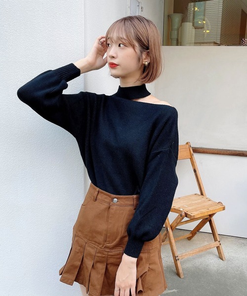 Voyage titty&Co.PETIT（ボヤージュティティアンドコープチ）の「【Voyage titty&Co. PETIT】プチハイワンショルニットプルオーバー（ニット/セーター・レディース・ベージュ/ブラウン/ブラック・FREE）」の10枚目の写真