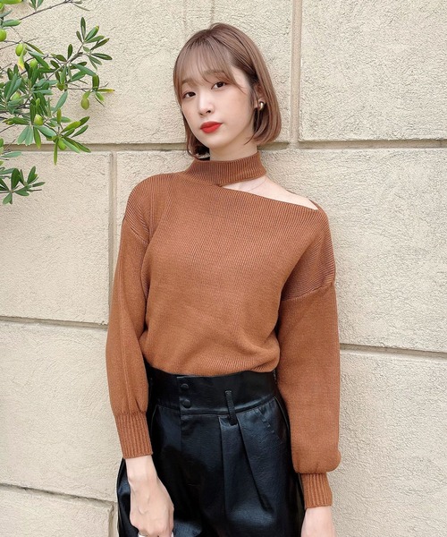 Voyage titty&Co.PETIT（ボヤージュティティアンドコープチ）の「【Voyage titty&Co. PETIT】プチハイワンショルニットプルオーバー（ニット/セーター・レディース・ベージュ/ブラウン/ブラック・FREE）」の16枚目の写真
