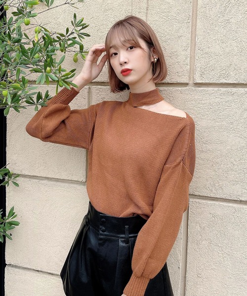 Voyage titty&Co.PETIT（ボヤージュティティアンドコープチ）の「【Voyage titty&Co. PETIT】プチハイワンショルニットプルオーバー（ニット/セーター・レディース・ベージュ/ブラウン/ブラック・FREE）」の17枚目の写真