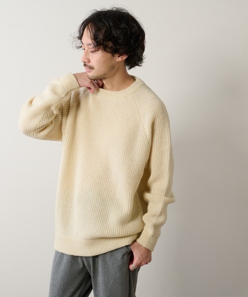 CIAOPANIC TYPY（チャオパニックティピー）の「シェットランドウール スウェットライクニットプルオーバー（ニット/セーター・メンズ・オフホワイト/グレー/オレンジ・MEDIUM/LARGE）」の4枚目の写真