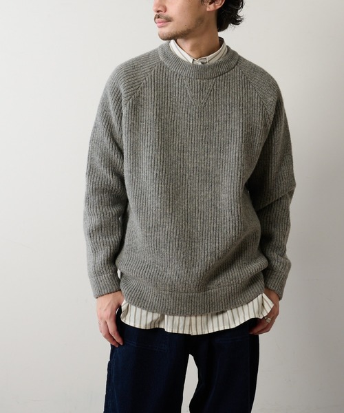 CIAOPANIC TYPY（チャオパニックティピー）の「シェットランドウール スウェットライクニットプルオーバー（ニット/セーター・メンズ・オフホワイト/グレー/オレンジ・MEDIUM/LARGE）」の16枚目の写真